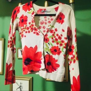 Classic poppy print cardigan